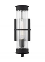  8626701-12 - Alcona transitional 1-light outdoor exterior medium wall lantern in black finish with clear fluted g