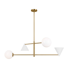  AEC1094MWTBBS - Cosmo mid-century modern 4-light indoor dimmable extra large ceiling chandelier in burnished brass g