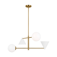  AEC1104MWTBBS - Cosmo mid-century modern 4-light indoor dimmable large ceiling chandelier in burnished brass gold fi