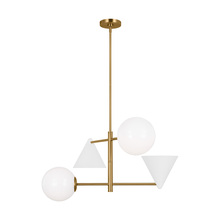  AEC1114MWTBBS - Cosmo mid-century modern 4-light indoor dimmable medium ceiling chandelier in burnished brass gold f