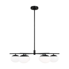  EC1246AI - Lune modern large indoor dimmable 6-light chandelier in an aged iron finish and milk white glass sha