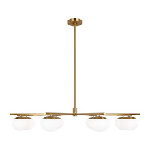  EC1258BBS - Lune modern extra large indoor dimmable eight light chandelier in a burnished brass finish and milk