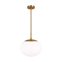  EP1341BBS - Lune modern mid-century large indoor dimmable 1-light pendant in a burnished brass finish and milk w