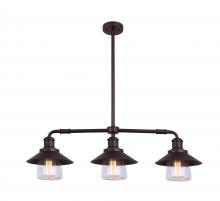  IPL521A03ORB - INDI, Spec. IPL521A03ORB, 3 Lt Pendant, 100W Type A, Clear Glass, 35 IN x 17 .5 IN - 46 IN