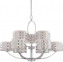  60/4630 - Harlow - 9 Light Chandelier with Slate Gray Fabric Shades - Polished Nickel Finish