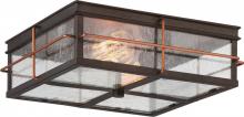  60/5834 - Howell - 2 Light Flush with Clear Seeded Glass - Bronze Finish with Copper accents