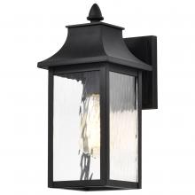  60/5997 - Austen Collection Outdoor 13 inch Small Wall Light; Matte Black Finish with Clear Water Glass