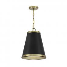  M7014MBKNB - 1-Light Pendant in Matte Black with Natural Brass