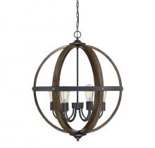  M70034WB - 6-Light Pendant in Wood with Black