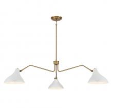 M7019WHNB - 3-Light Pendant in White with Natural Brass