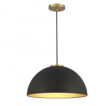  M7024MBKNB - 1-Light Pendant in Matte Black with Natural Brass