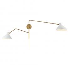  M90088WHNB - 2-Light Wall Sconce in White with Natural Brass
